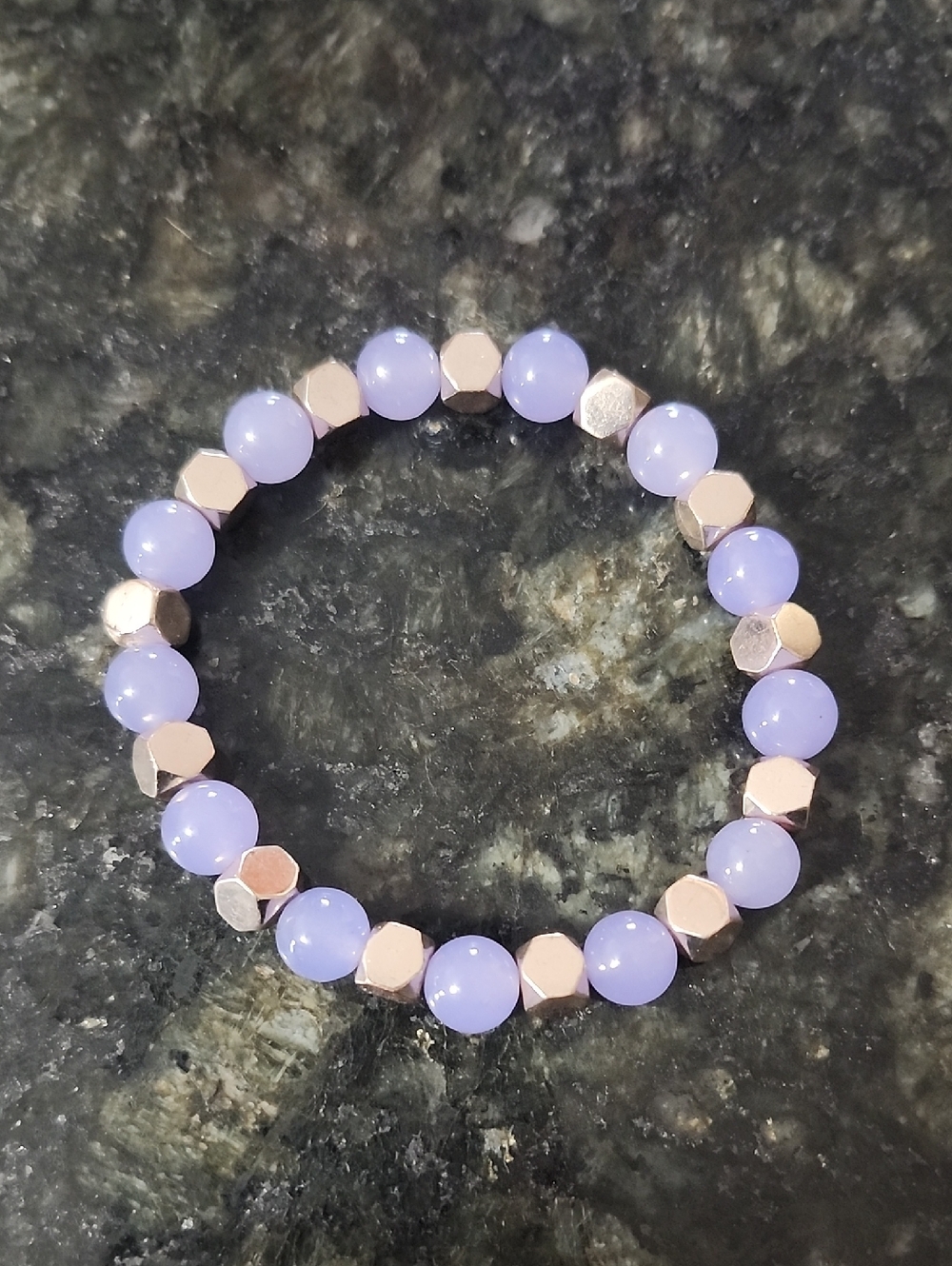 Handmade Purple Quartz and Rose Gold Hematite Beaded Bracelet